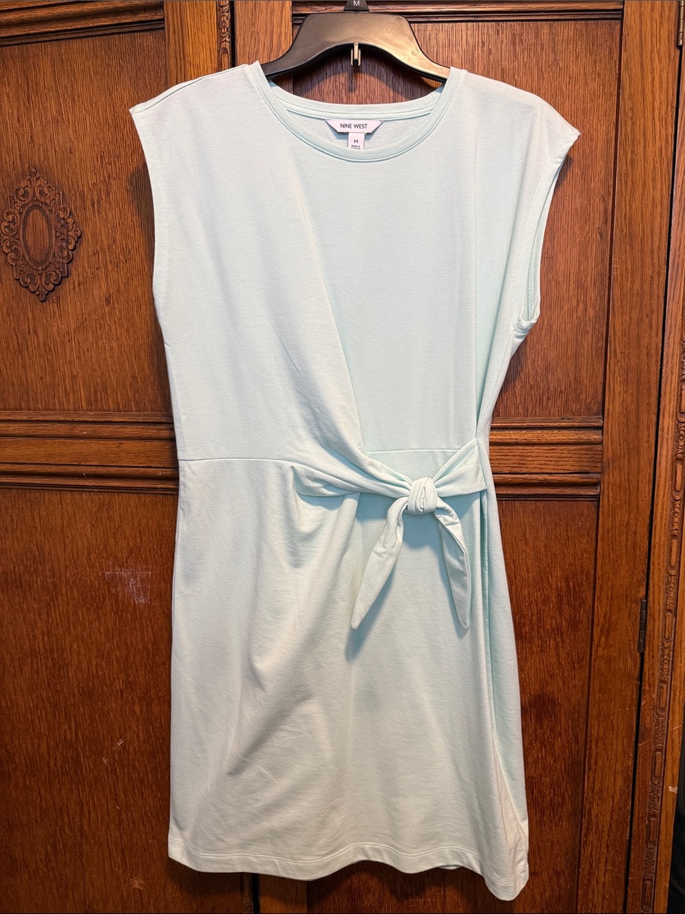 Nine West Light Mint Tie-Waist Midi Dress